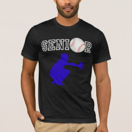 Senior Baseball Catcher Spelare med blå silhuett T Shirt
