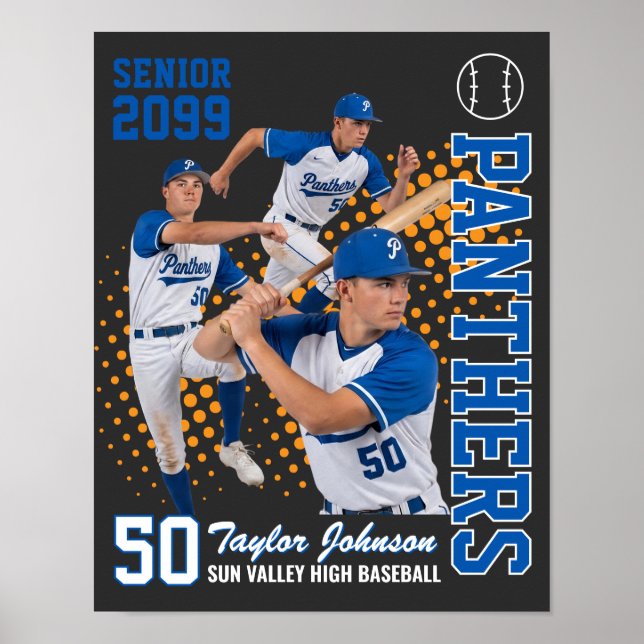 Senior Baseballspelare Anpassad Foto Personlig Poster (Framsidan)
