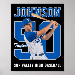 Senior Baseballspelare Anpassad Foto Tröja Nummer Poster