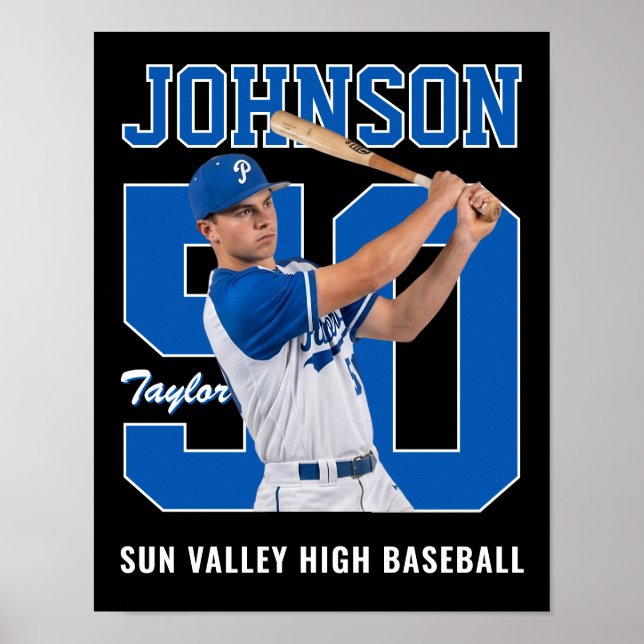 Senior Baseballspelare Anpassad Foto Tröja Nummer Poster (Framsidan)