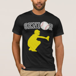 Senior Baseboll Catcher Spelare Gul Silhuett T Shirt