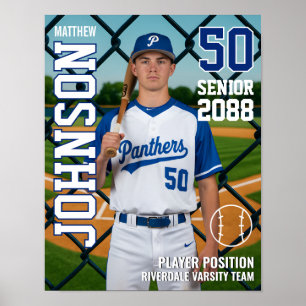 Senior Baseboll Lag Anpassad Foto Sporter Poster