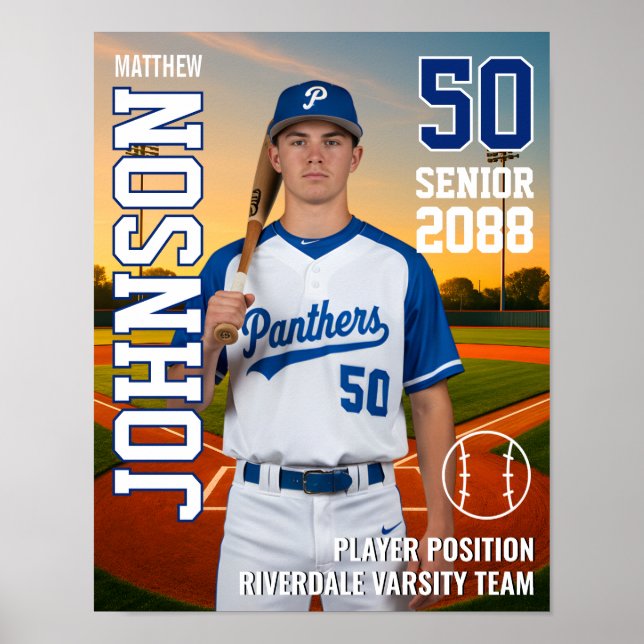 Senior Baseboll Lag MVP Spelare Foto Sporter Poster (Framsidan)