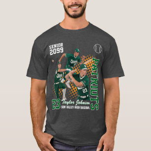 Senior Basebollspelare Anpassad Fotokollage Grön T Shirt