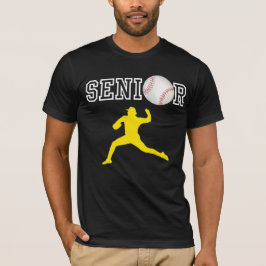 Senior Basebollspelare Gul Silhuett T Shirt