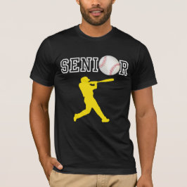 Senior basebollspelare med gul silhuett t shirt