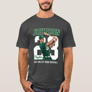 Senior Basebollspelare Nummer Anpassad Foto Grön T Shirt