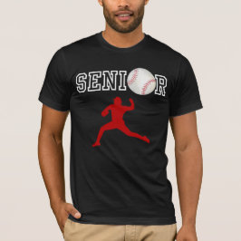 Senior Basebollspelare Röd Silhuett T Shirt