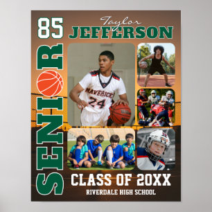 Senior Basketlag Sports Spelare Foto Collage Poster