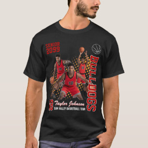 Senior Basketspelare Anpassad Fotokollage Röd T Shirt
