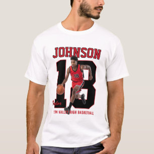 Senior Basketspelare Nummer Anpassad Foto Röd T Shirt