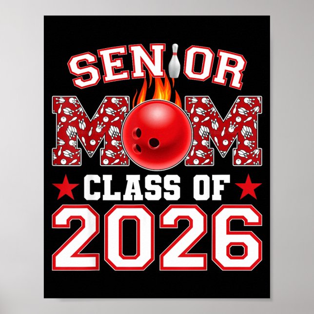 Senior Bowling Mamma 2026 Klass Illustration Poster (Framsidan)