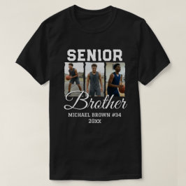 Senior Brother Basketball Photo Collage Custom T Shirt