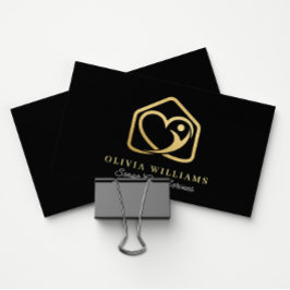 Senior Care Caregiver Black & Guld Visitkort