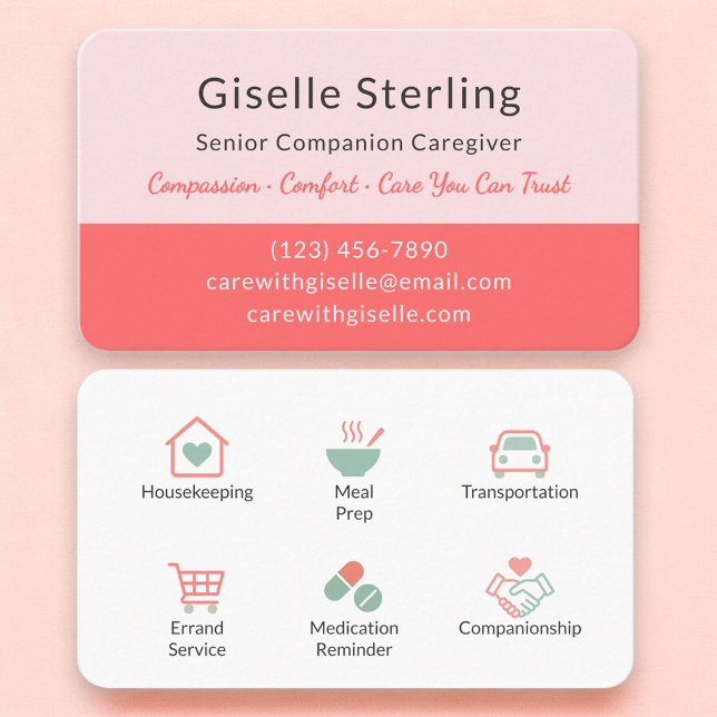 Senior Care Companion Professional Caregiver Visitkort (Skapare uppladdad)