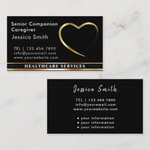 Senior Caregiver Golden Heart Design Visitkort