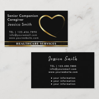 Senior Caregiver Golden Heart Design Visitkort