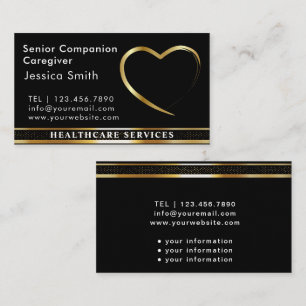 Senior Caregiver Golden Heart Design Visitkort