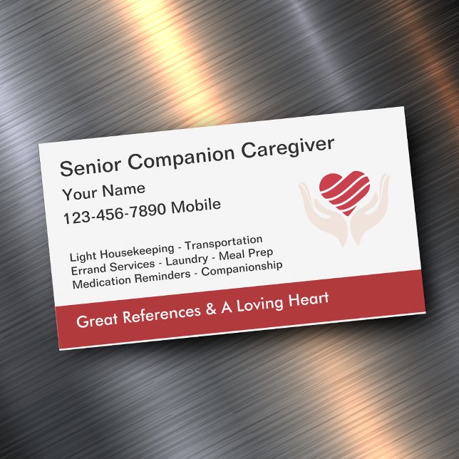 Senior Caregiver Heart and Händer Design Magnetiska Visitkort (Skapare uppladdad)