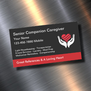 Senior Caregiver Heart and Händer Design Magnetiska Visitkort