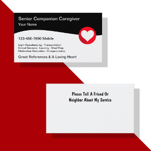 Senior Caregiver Loving Heart Design Visitkort