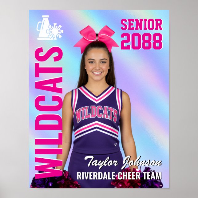 Senior Cheer Team Cheerleader Foto Iridescent Poster (Framsidan)