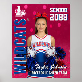 Senior Cheer Team Cheerleader Foto Rosa Konfetti Poster
