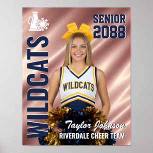 Senior Cheer Team Cheerleader Foto Rosa Rosa Färg Poster