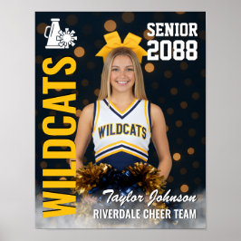 Senior Cheer Team Cheerleader Foto Svart Guld Poster