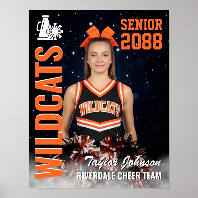Senior Cheer Team Cheerleader Natt Star Foto Poster (Framsidan)