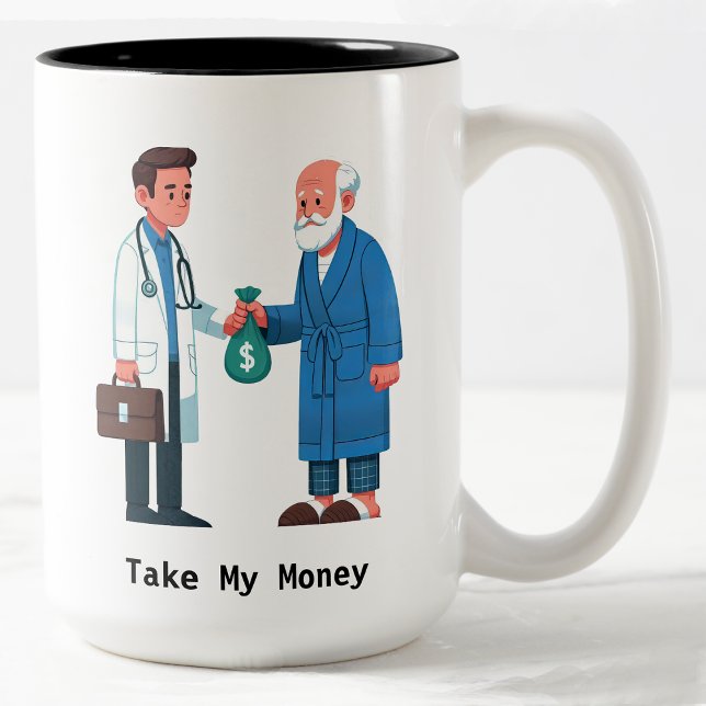 Senior Citizen Paying Off Medical Debt Två-Tonad Mugg (Skapare uppladdad)