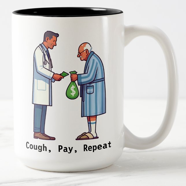 Senior Citizen Paying Off Medical Debt Två-Tonad Mugg (Skapare uppladdad)
