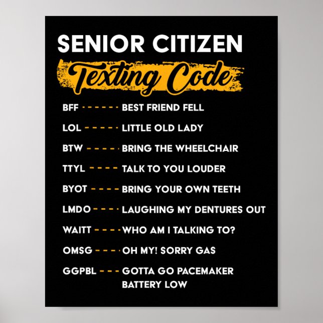 Senior Citizen&# s Texting Code Funny Old People Poster (Framsidan)