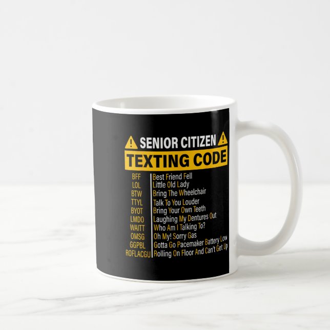 Senior Citizen Textning Kod Cool Rollig Gamla Männ Kaffemugg (Höger)