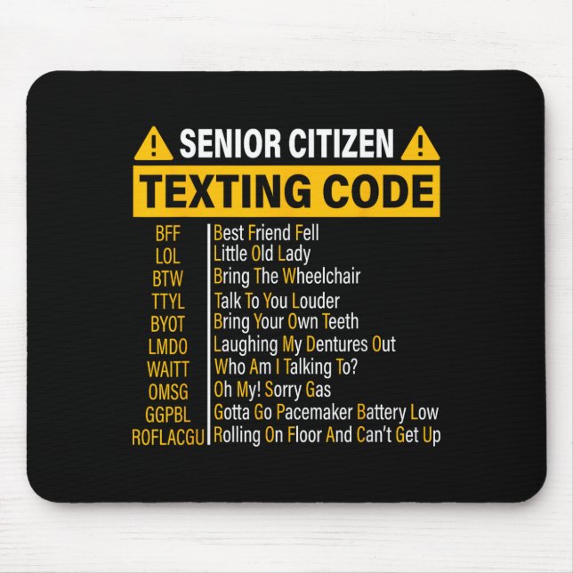 Senior Citizen Textning Kod Cool Rollig Gamla Männ Musmatta (Framsidan)