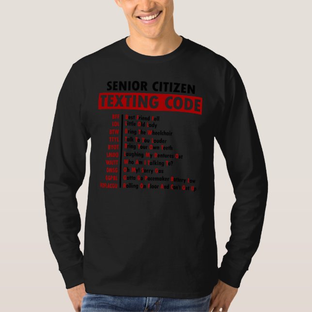 Senior Citizens SMS-kod för farfar T Shirt (Framsida)