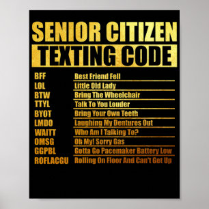 Senior Citizens Texting Code Grandpa Poster
