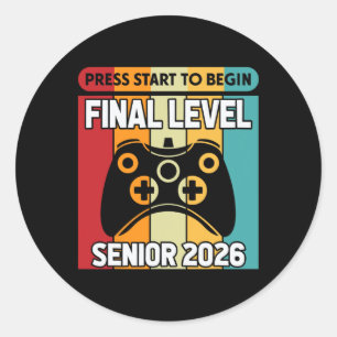 Senior Cl Av 2026 Ck Till Skolan Gamer Senior 2026 Runt Klistermärke