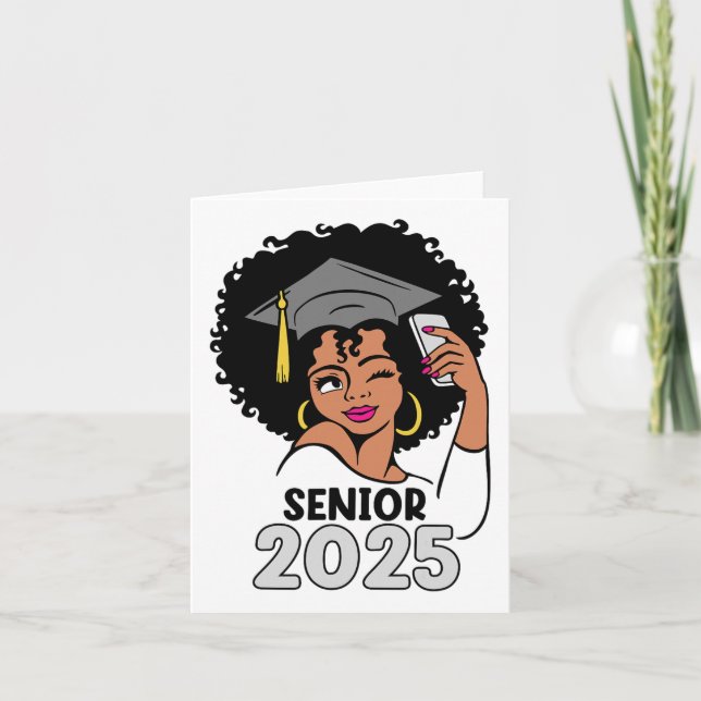 Senior Cl of 2025 Studenten 25 Afro Black Women Kort (Framsida)