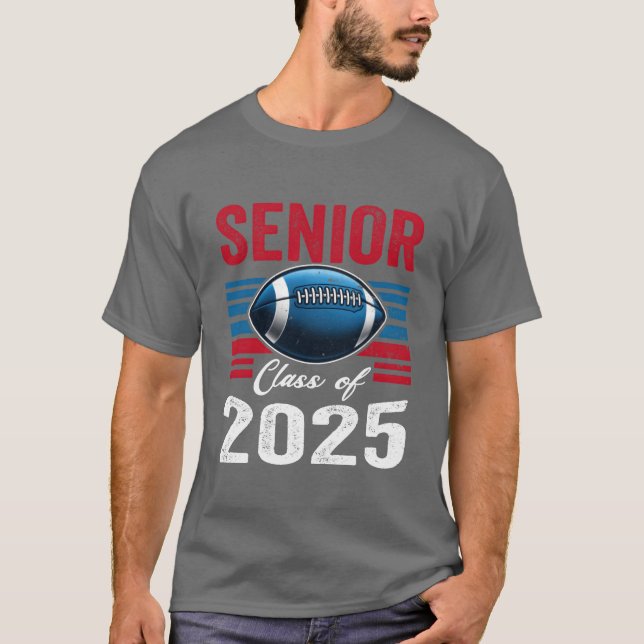 Senior Class 2025 Fotboll Examen retro T Shirt (Framsida)