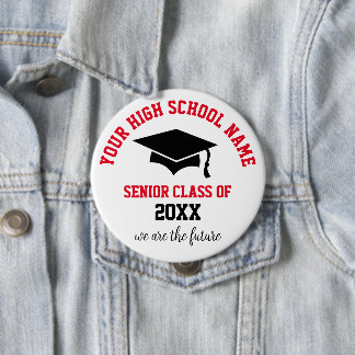 Senior Class 20XX Round Button, Huge, 4 tum Knapp