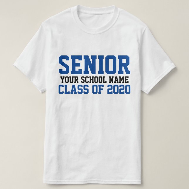 Senior Class of 2020 Blue Anpassningsbar School St T Shirt (Design framsida)