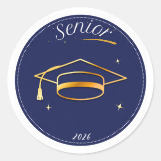 Senior Class of 2026 Graduation Cap Round Sticker  Runt Klistermärke