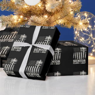 Senior Class Of 2027 USA Flag Cross Christian Grad Presentpapper