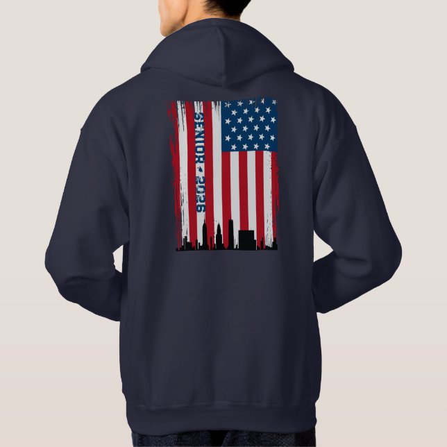 Senior/Collage American Flagga NYC Skyline Hoodie (Baksida)
