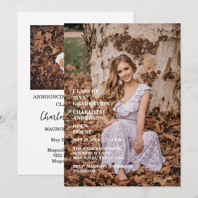 Senior Congratulations Graduate Photo Inbjudningar (Fram/baksida)