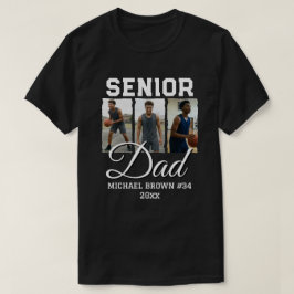 Senior Dad Basketball Photo Collage Custom Name T Shirt