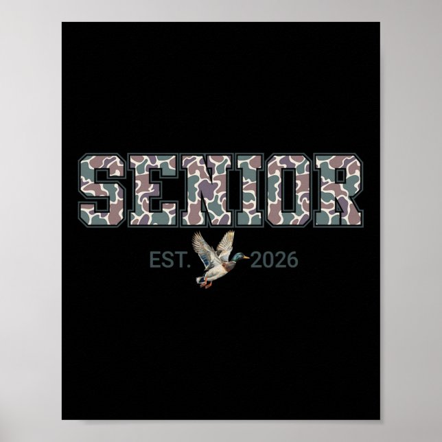 Senior Duck Est 2026 Duck Camo Bow Senior 2026 Gra Poster (Framsidan)