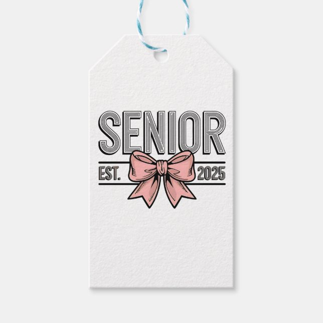 Senior Est 2025 Bow Coquette Studenten Presentetikett (Framsidan)