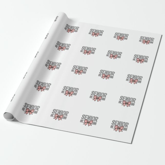 Senior Est 2025 Bow Coquette Studenten Presentpapper (Utrullad)